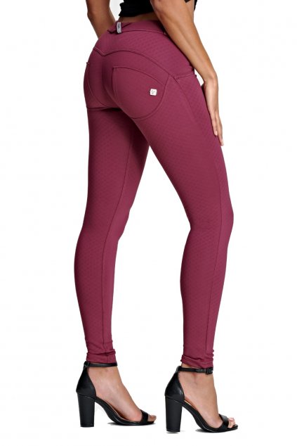 Freddy skinny kalhoty velikost S burgundy made in italy normalni pas (3)
