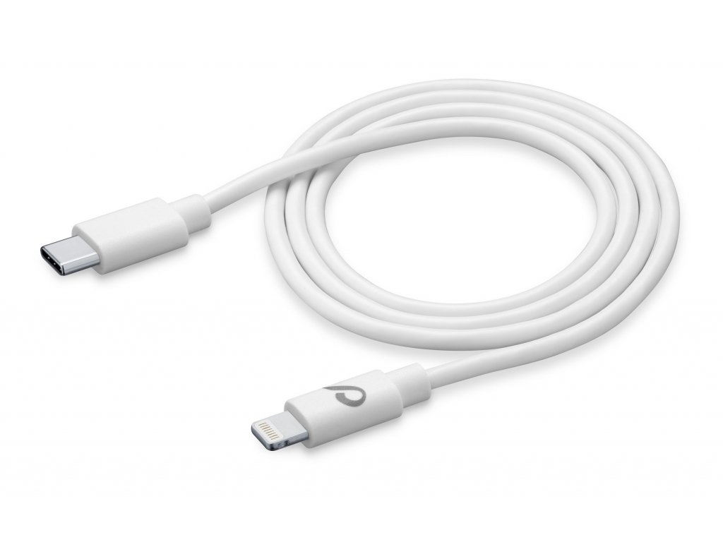 USB-C datový kabel CellularLine s konektorem Lightning, 60 cm, bílý