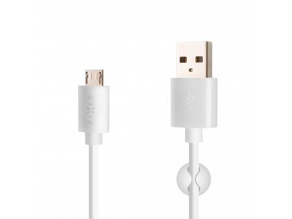 Dlouhý datový a nabíjecí kabel FIXED s konektory USB/micro USB, 2 metry, 12W, bílý