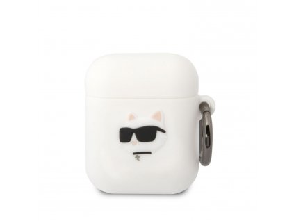 Karl Lagerfeld 3D Logo NFT Choupette Head Silikonové Pouzdro pro Airpods 1/2 White