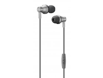 In-ear sluchátka Cellularline IRON s kovovou konstrukcí, AQL® certifikace, 3,5 mm jack, šedá