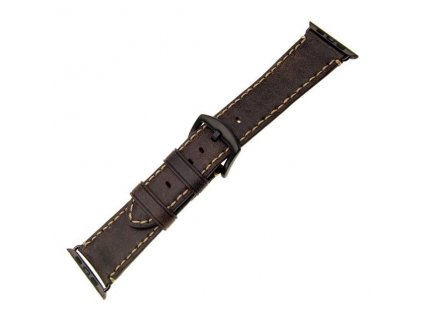 Kožený řemínek FIXED Berkeley pro Apple Watch 42 mm a 44 mm s černou sponou, velikost L, uhlově hnědý