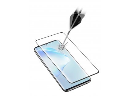 Ochranné zaoblené tvrzené sklo pro celý displej Cellularline Glass pro Samsung Galaxy S20+, černé