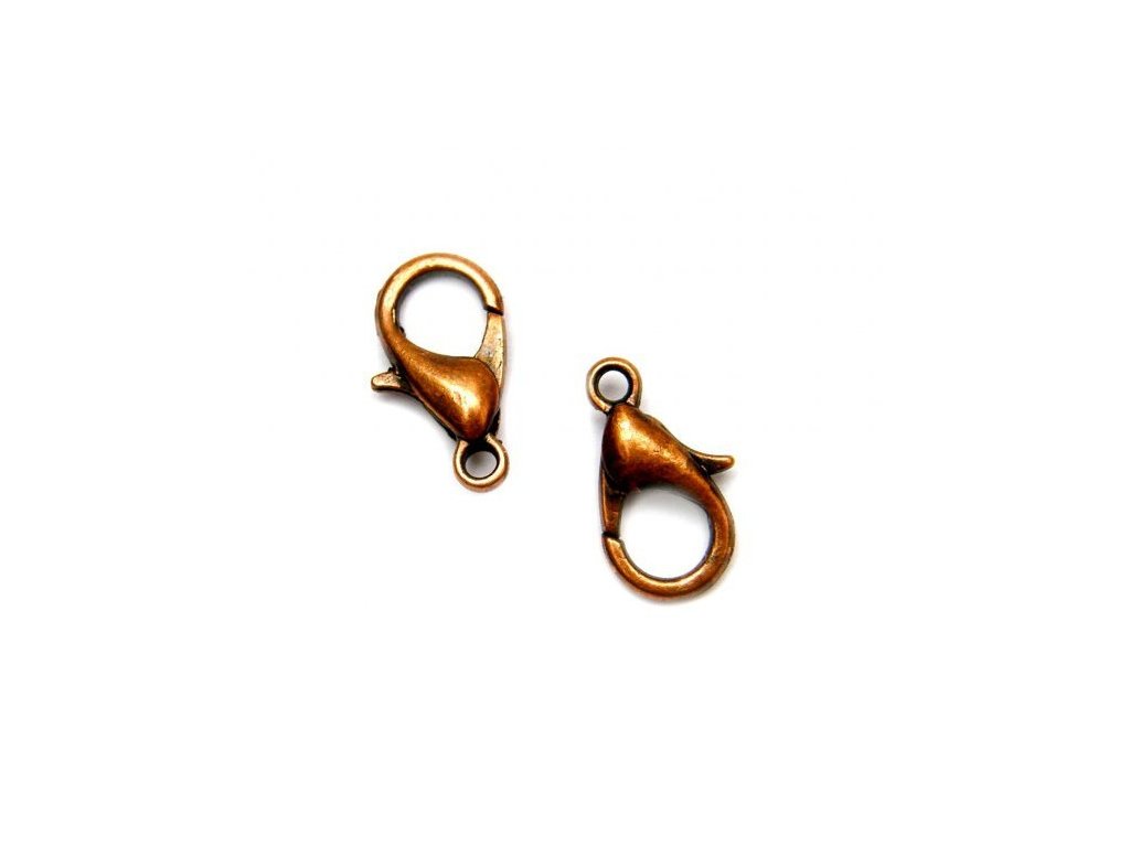Lobster clasp 10 mm, antique copper color