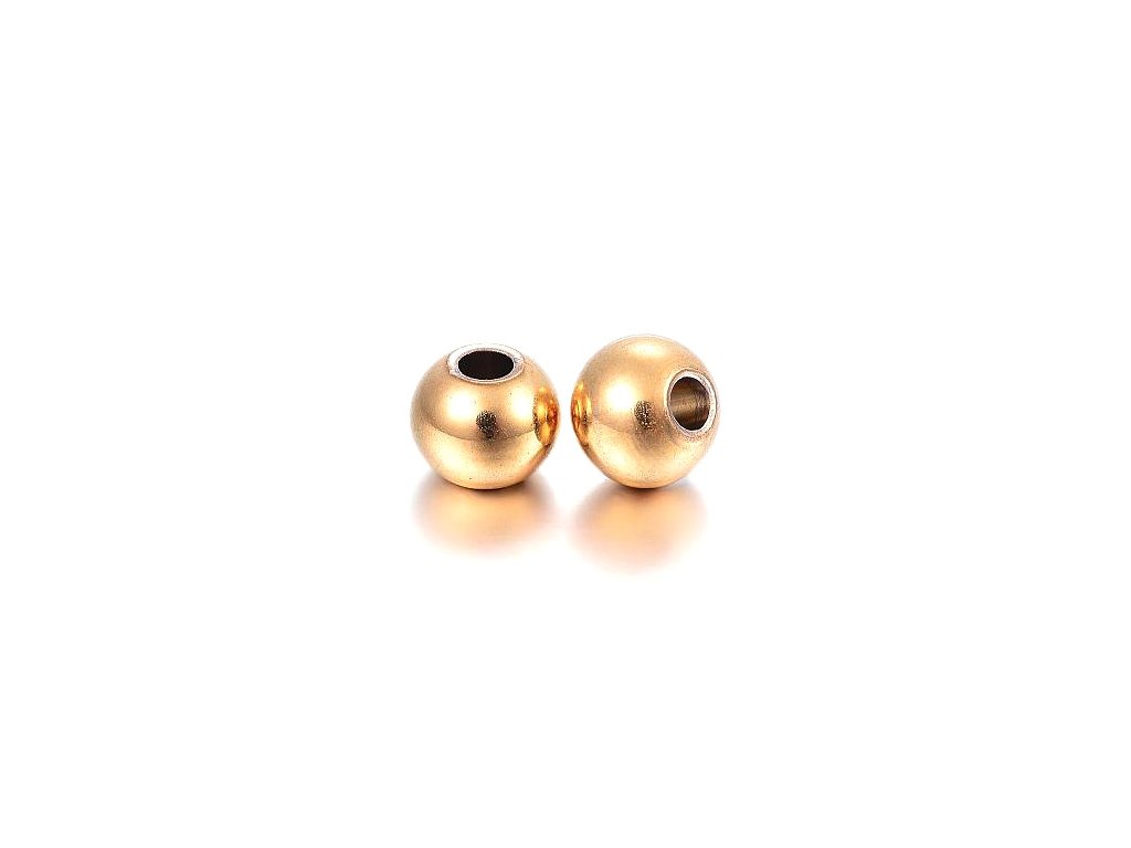Bead with a 4 mm hole, 304 steel, gold color