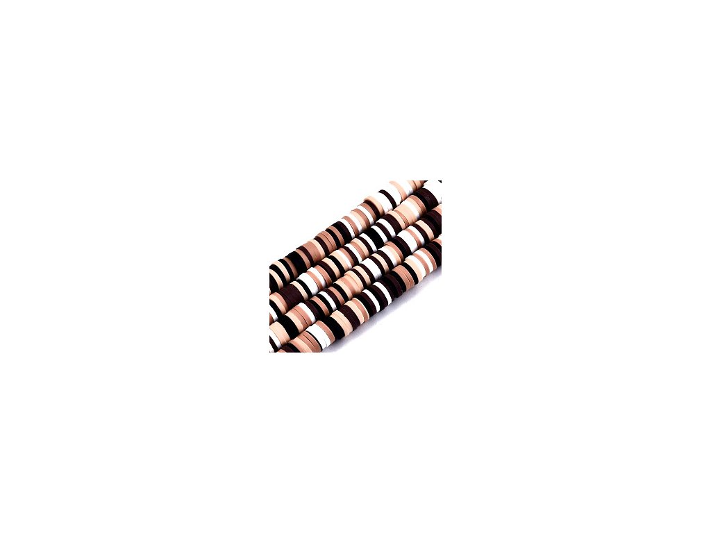 Polymer Heishi beads 6x0.5 mm, brown mix color