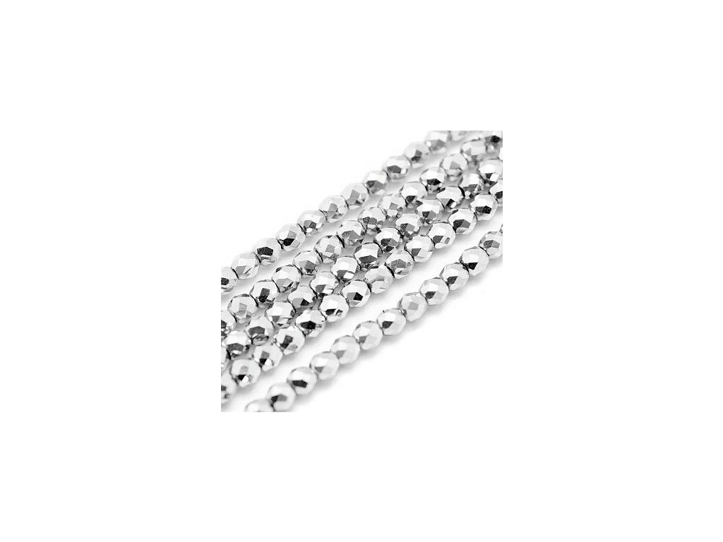 Hematite faceted, 2 mm, galvanized, platinum color
