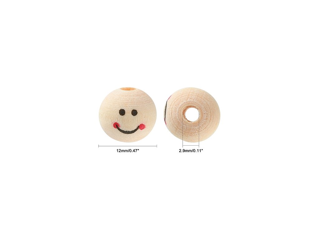 Wooden bead face, 12 mm, natural color