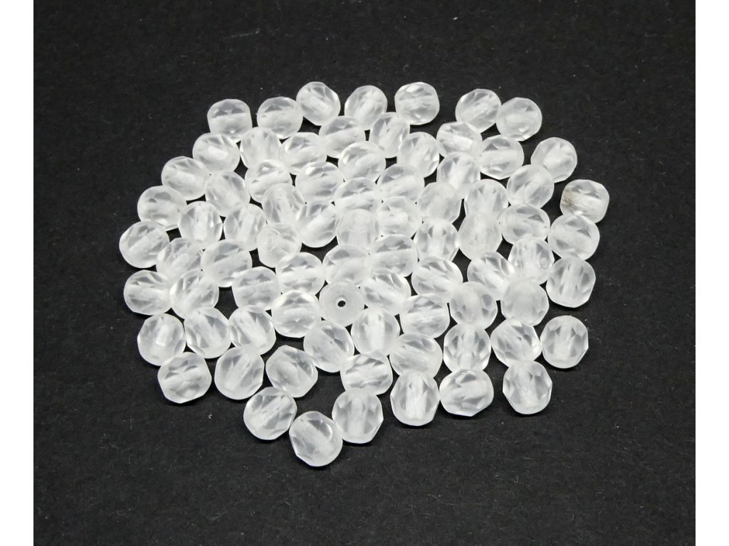 Faceted glass beads, 8 mm round shape, color 00030/MAT
