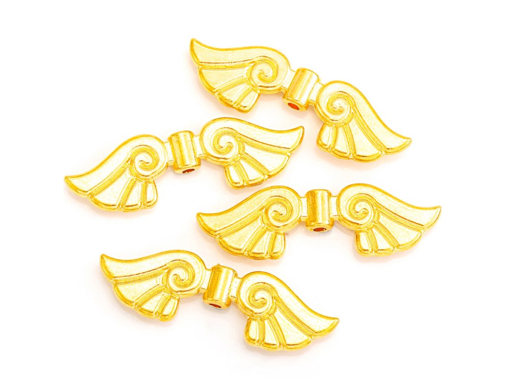 Metal beads wings 36x11 mm, color gold