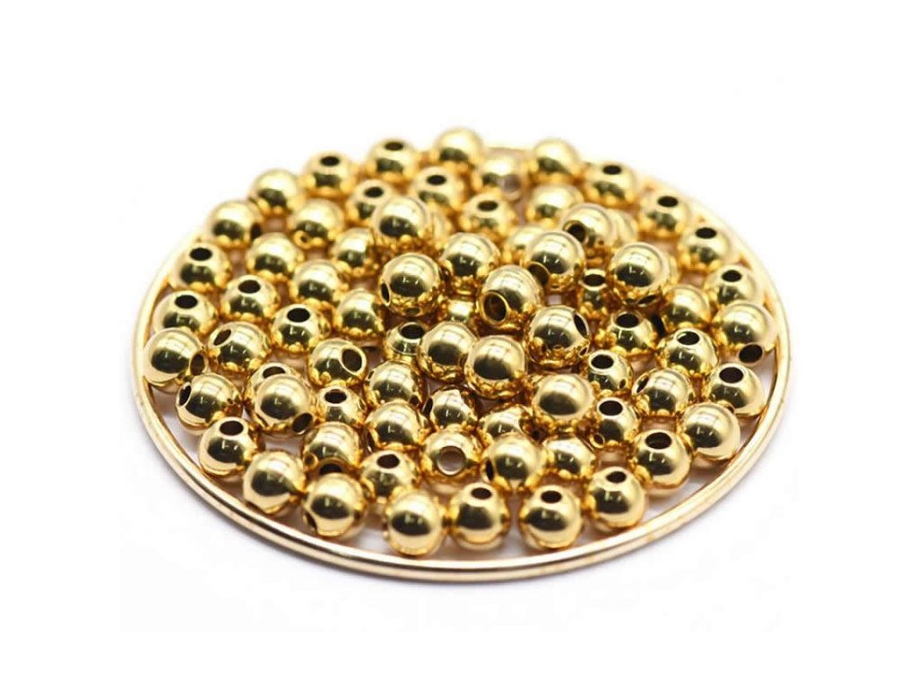 Metal bead stainless steel, 6mm, gold color