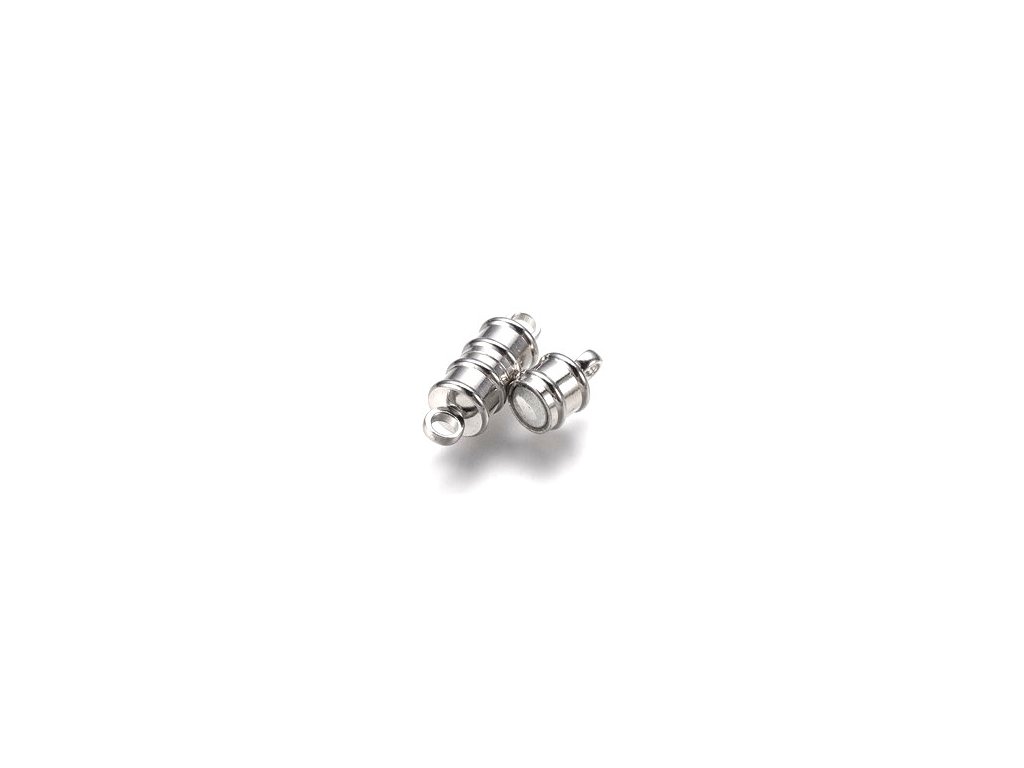 Magnetic clasp cylinder 17x6 mm, platinum color