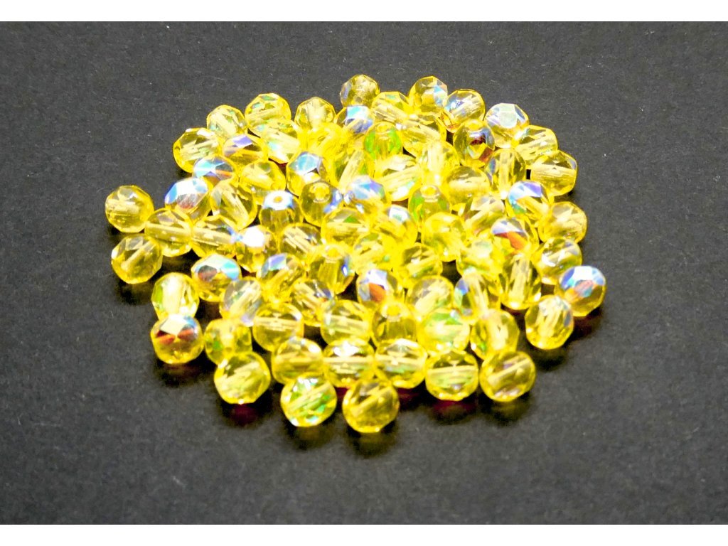 Faceted glass beads, 6mm round shape, color 80000/28701