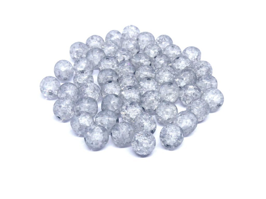Cracked beads, 8 mm round shape, color 00030/85501/34311