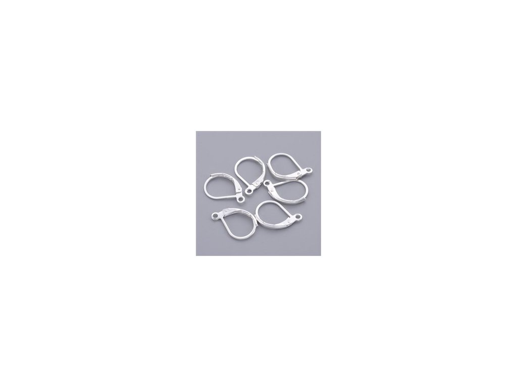 Earring clasp with loop 10x15 mm, silver color