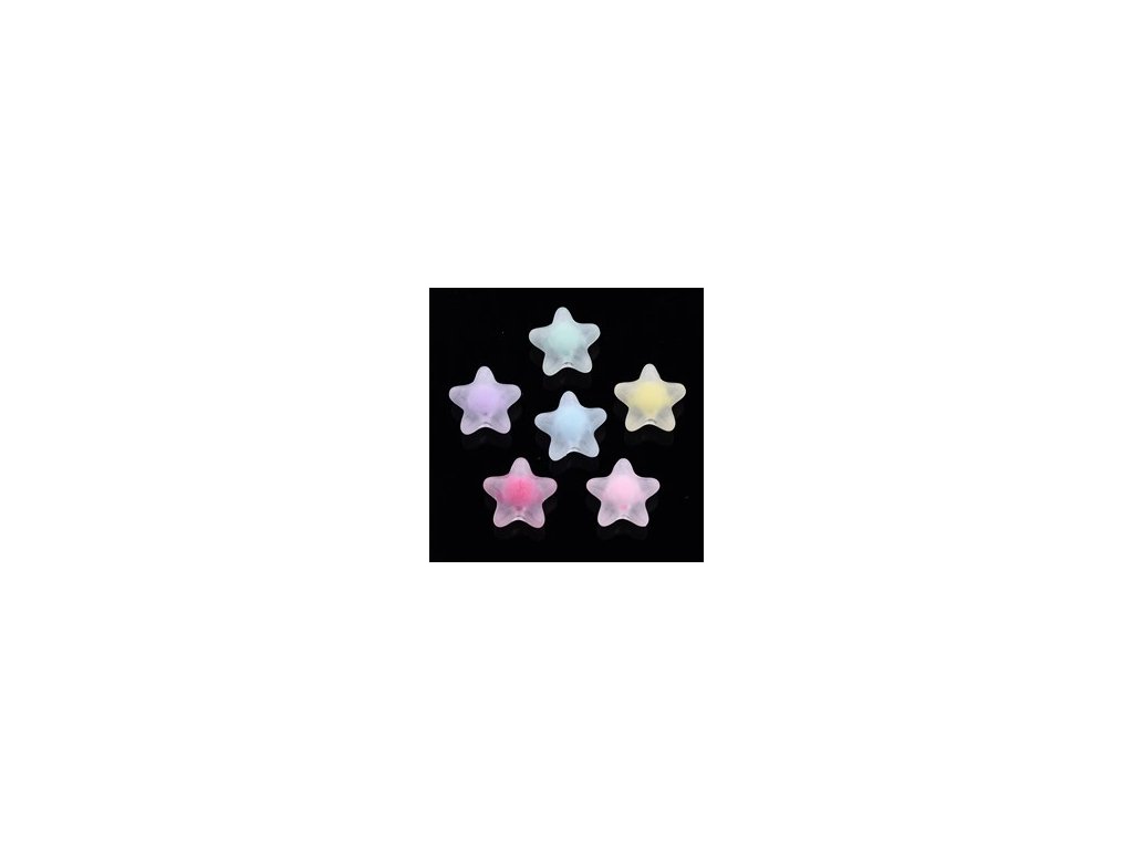 Plastic beads - star, 11x11.5x7 mm, color mix matte