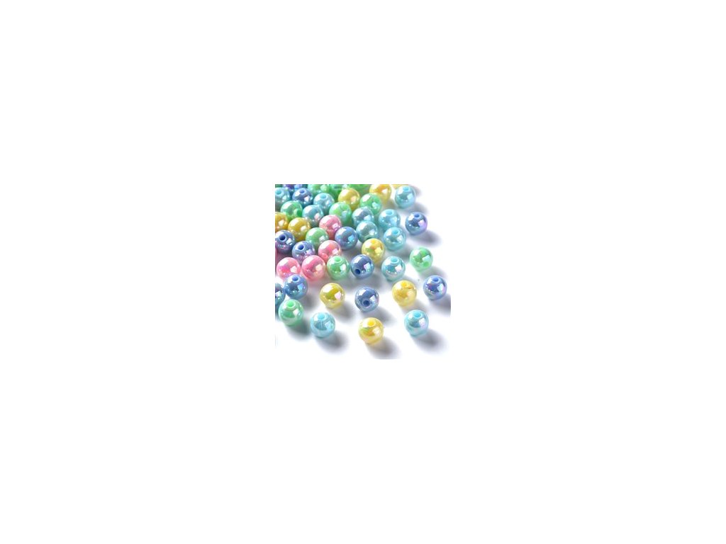 Plastic beads, 8x7 mm, color mix AB