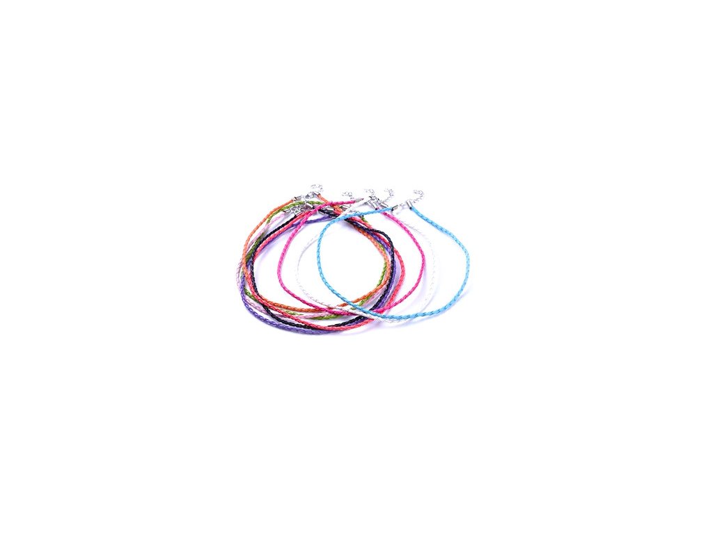 Imitation leather necklace - braided, 420x3 mm, assorted colors