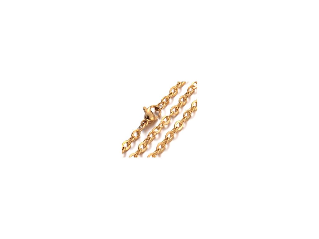 Chain with lobster clasp 500x2 mm, steel 304, gold color