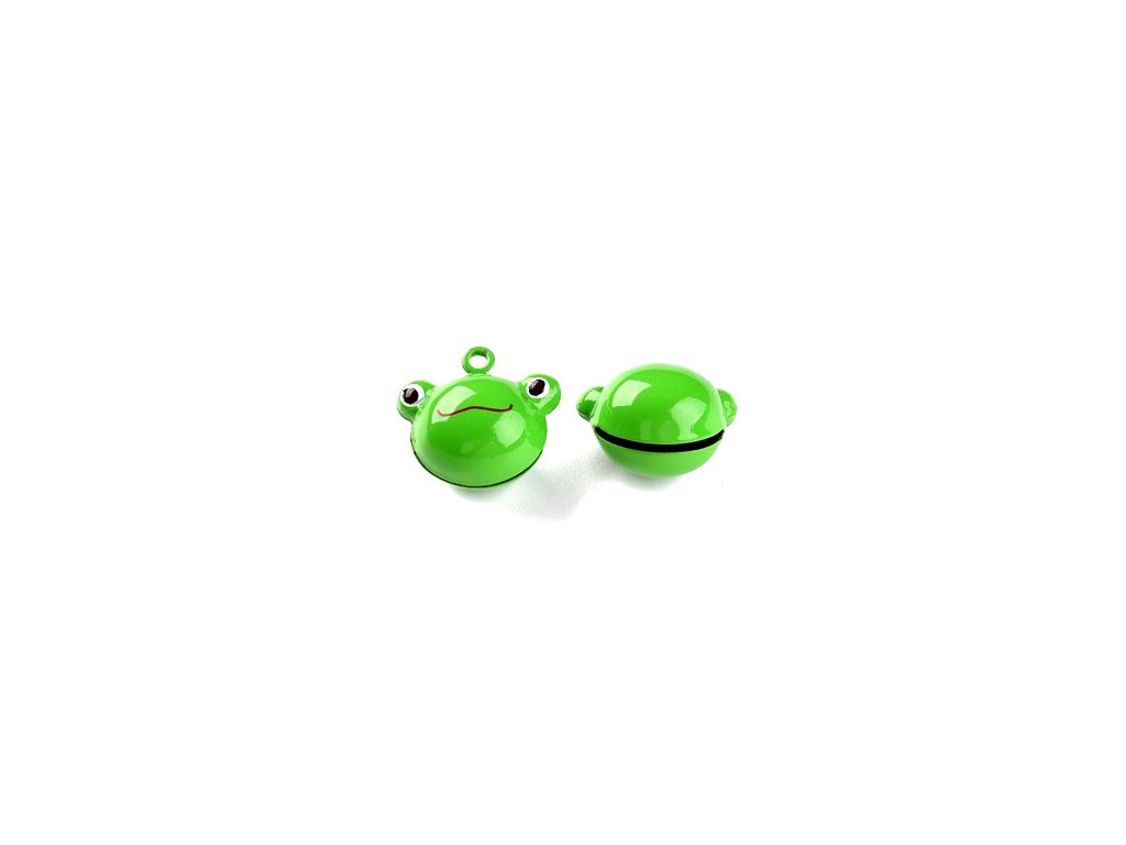 Jingle bell frog - pendant, 19x21x14.5 mm, color green