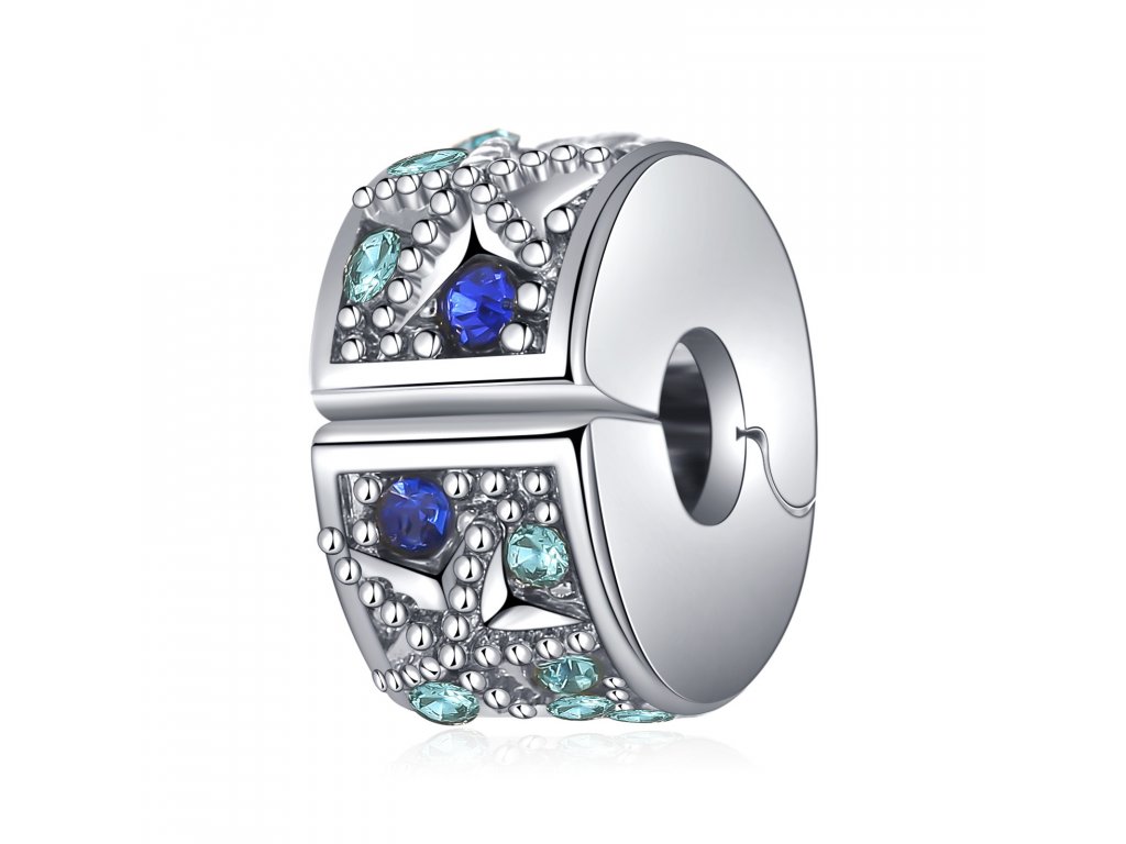 Metal bead with rhinestones, openable - 13 mm, antique silver color