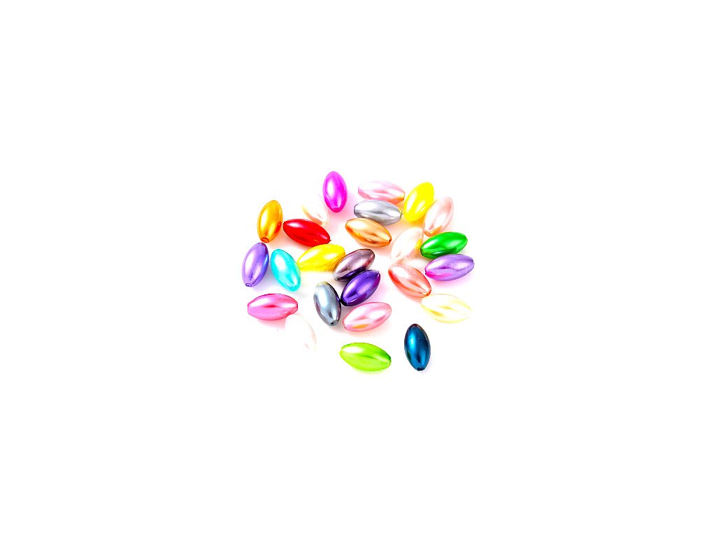 Plastic beads olive, 13.5x7.5 mm, color mix