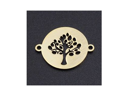 Spojovací komponent, strom života 19x15x1 mm, ocel 201 pozlacená