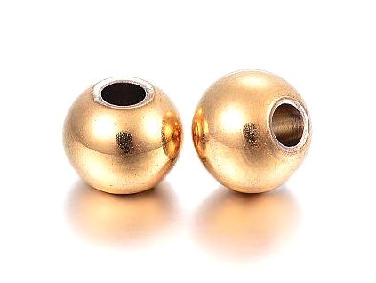 Guľôčka s dierkou 4 mm, oceľ 304, farba zlatá