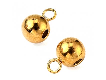 Bead with loop, steel 304, 9x5x6 mm, gold color