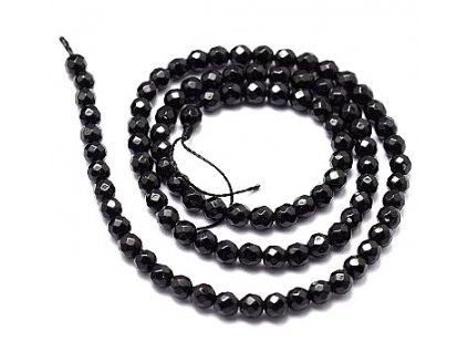 Achát černý ONYX 4 mm, fasetovaný