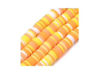 Polymerové korálky Heishi 6x0,5 mm, farba oranžová mix