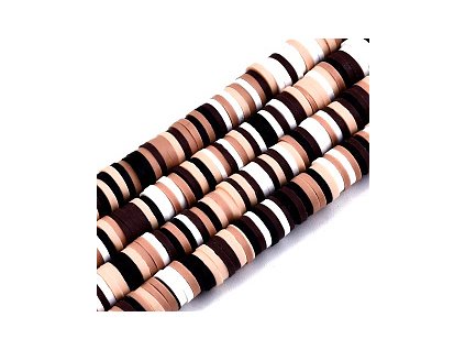 Polymerové korálky Heishi 6x0,5 mm, farba hnedá mix