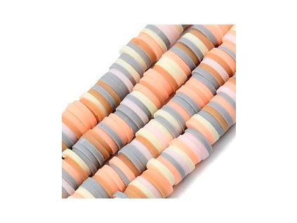 Polymer Heishi beads 6x0.5 mm, light brown mix color