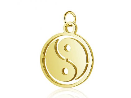 Metal pendant, yin yang 14x12x1 mm, 304 steel gold-plated
