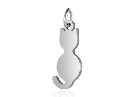 Metal pendant, cat 17x7.5 mm, steel 201