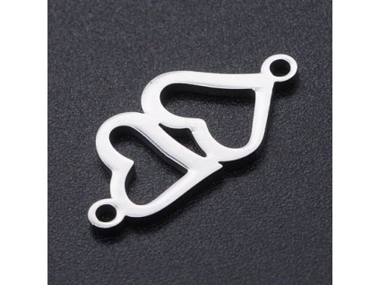 Connector component, 2 hearts 19x9.5 mm, steel 201
