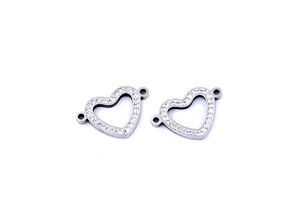 Spojovací komponent, srdce so šatónmi 14x21x2 mm, oceľ 304