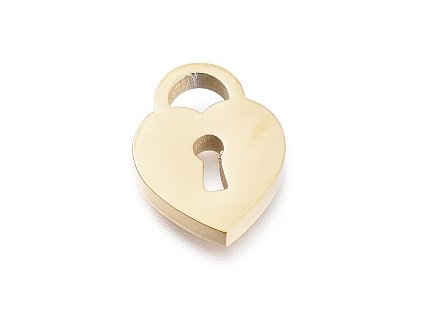 Metal pendant, lock 11.7x8.7 mm, steel 304, gold color