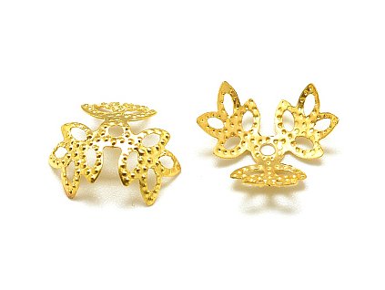 Decorative bead cap, 14mm, gold