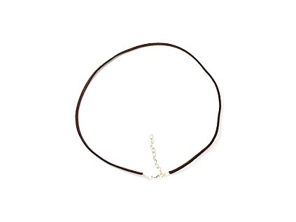 Imitation leather necklace with clasp, 45 cm, brown