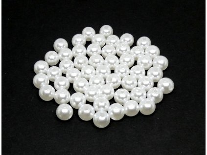 Plastový korálik, guľôčka 6 mm, biela vosk