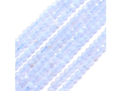 Achát blue lace, fasetovaný, 2 mm