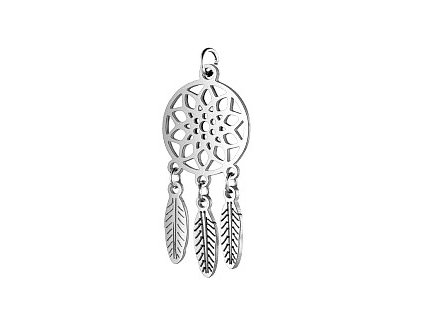 Metal pendant - dreamcatcher, 32x14x1 mm, steel 304