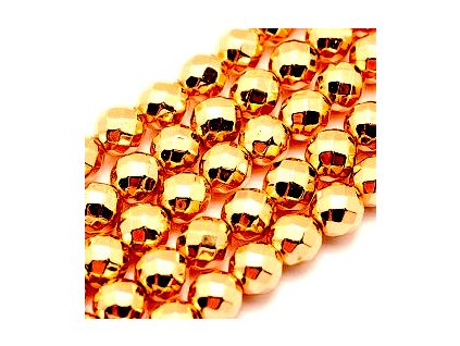 Hematit fazetovaný, 2 mm, galvanizovaný, farba zlatá