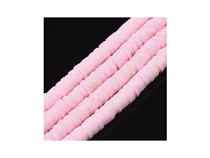 Polymérové korálky Heishi 6x0,5 mm, farba pink 99