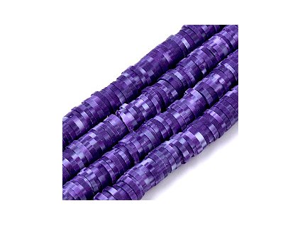 Polymérové korálky Heishi 6x0,5 mm, farba indigo 03