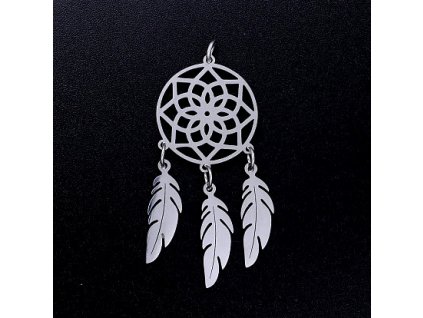 Metal pendant - dreamcatcher, 46x20x1 mm, steel 201