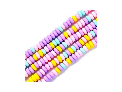 Polymerové korálky Heishi 6x3 mm, barva crazy mix
