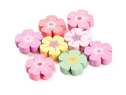 Wooden beads flower, 16x16.5x5 mm