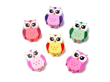 Wooden owl beads, 21x16.5x5 mm
